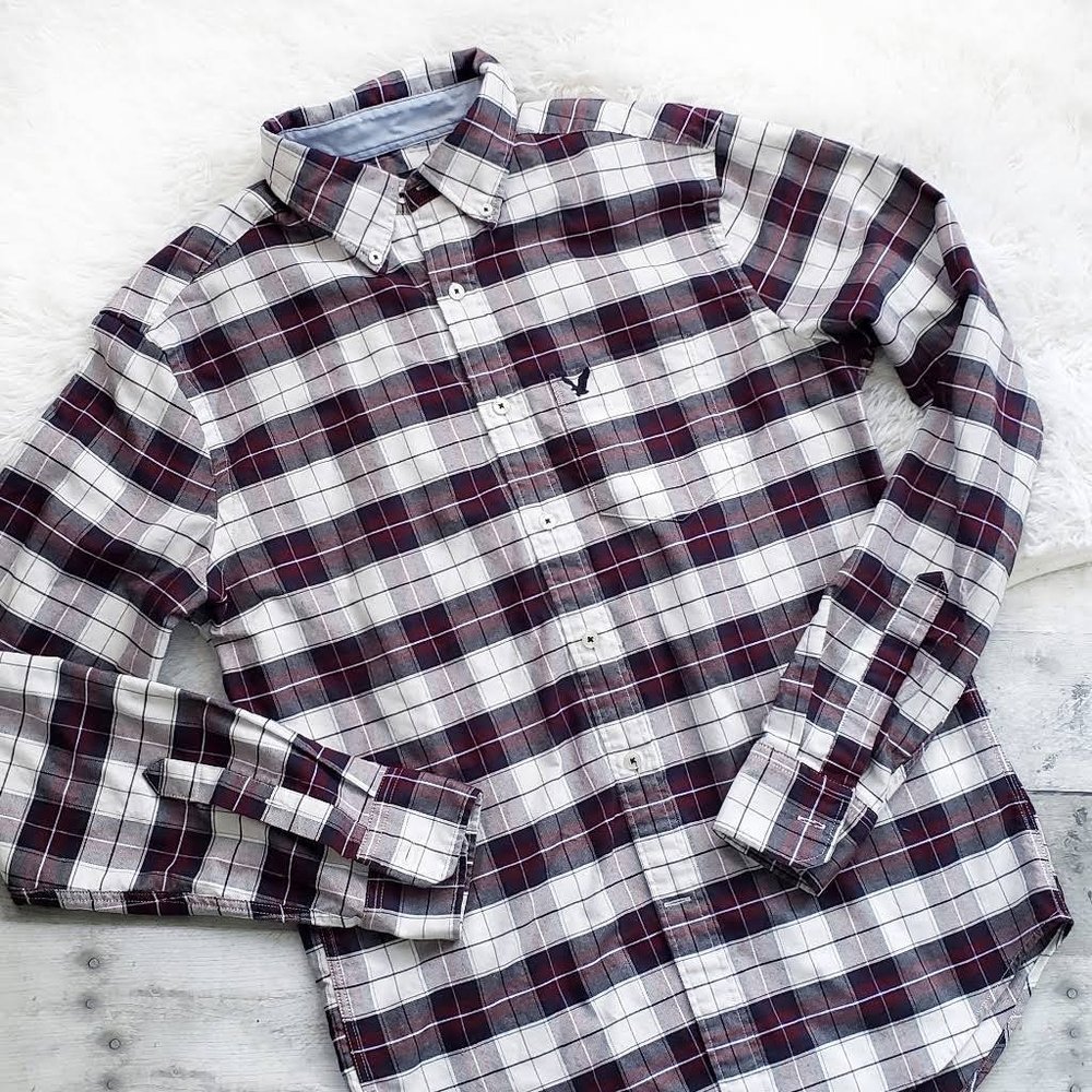 American Eagle Men's Classic Fit Plaid Shirt Sz S